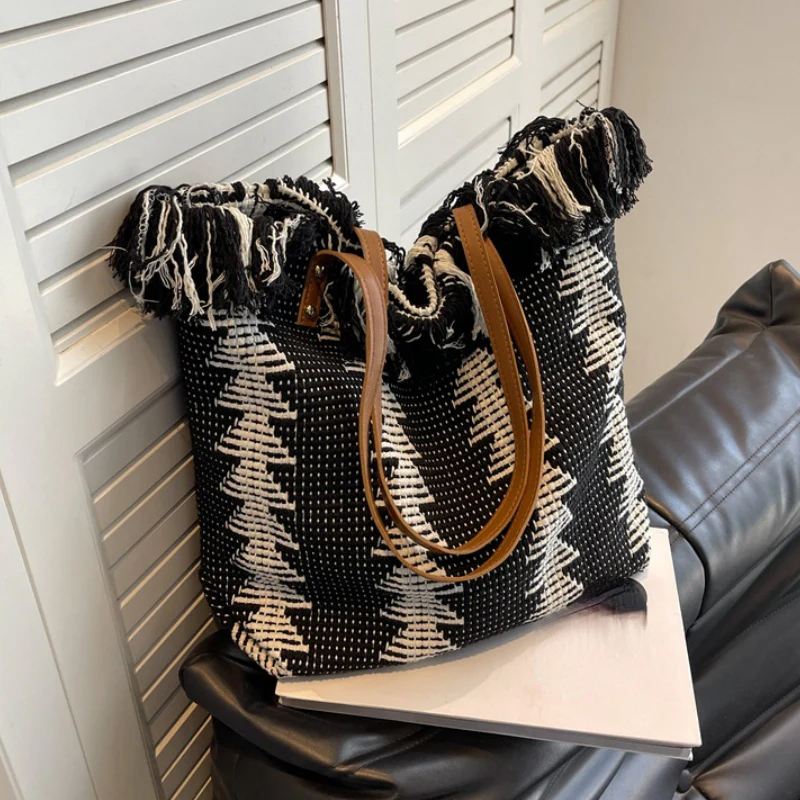 deanwangkt  Vintage Large Capacity Hobo Bag, Retro Fringed Shoulder Bag, Women's Casual Grunge Handbag & Tote Purse - Deanwangkt