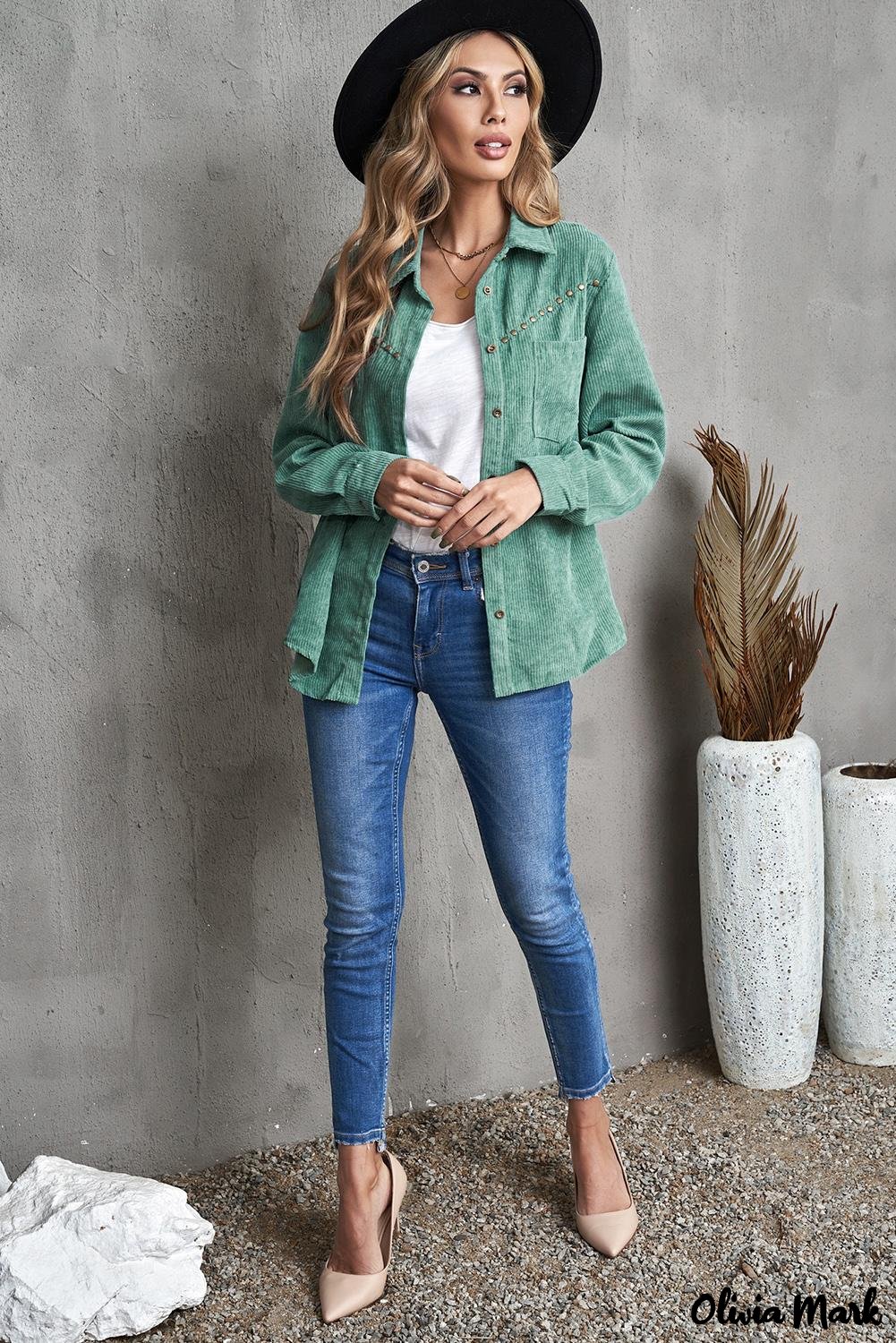 Deanwangkt - Beige corduroy buttoned long sleeve shirt with pockets - Deanwangkt