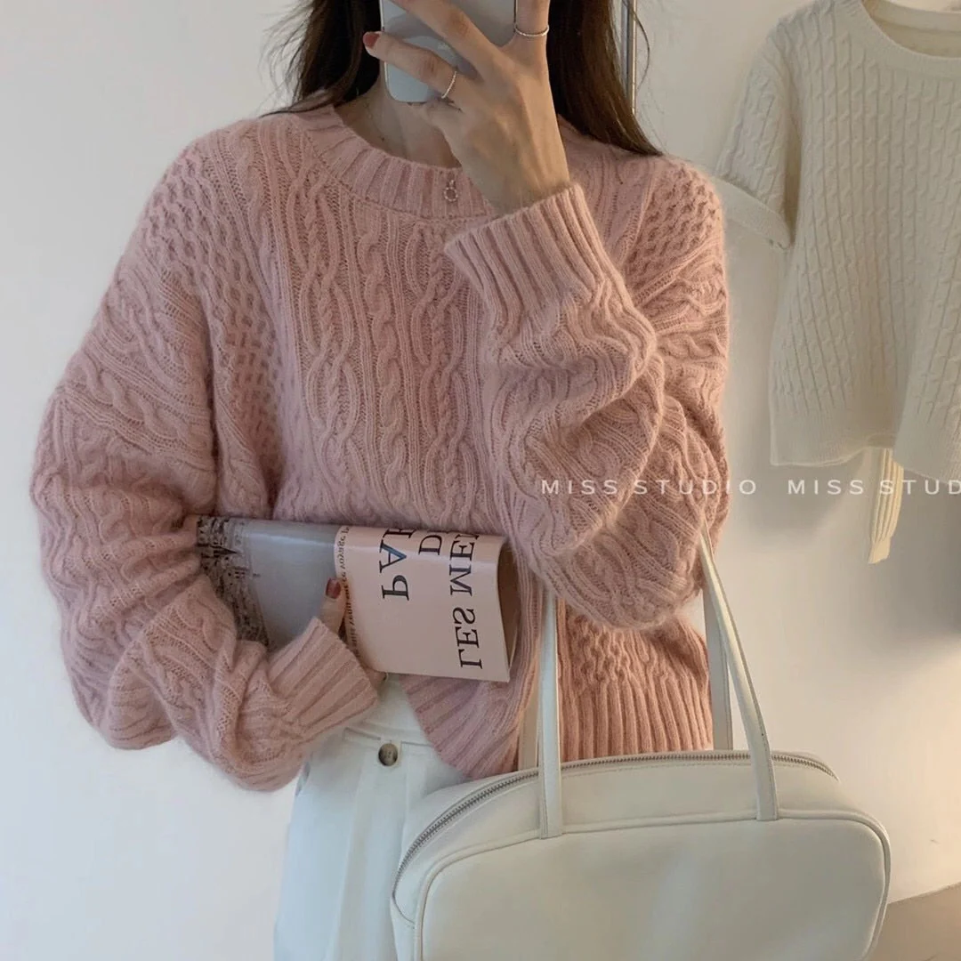 Christmas Gift Deanwangkt Women Sweater Pullover Female Knitting Overszie Long Sleeve Loose Elegant Knitted Thick Outerwear Womens Winter Sweaters - Deanwangkt