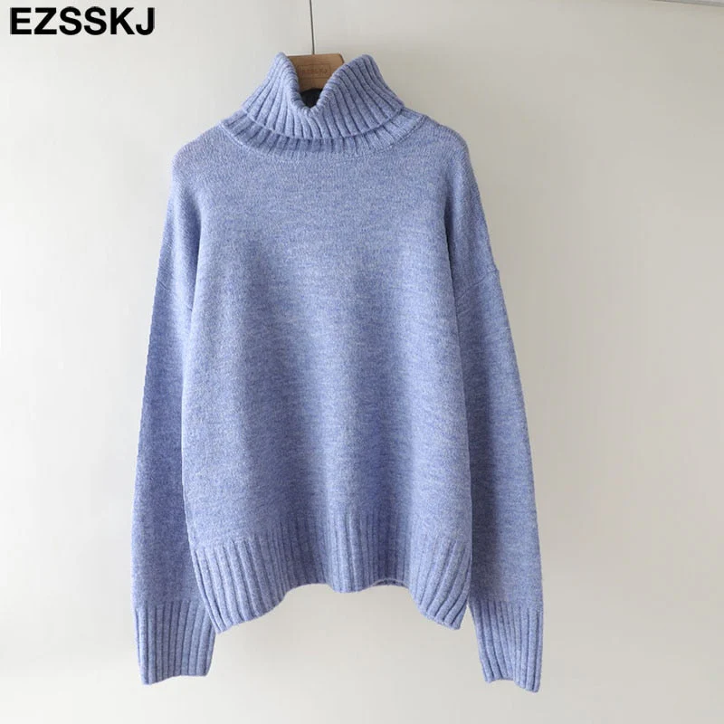 Christmas Gift autumn Winter casual cashmere oversize thick Sweater pullovers Women Deanwangkt loose Turtleneck women's sweaters jumper - Deanwangkt