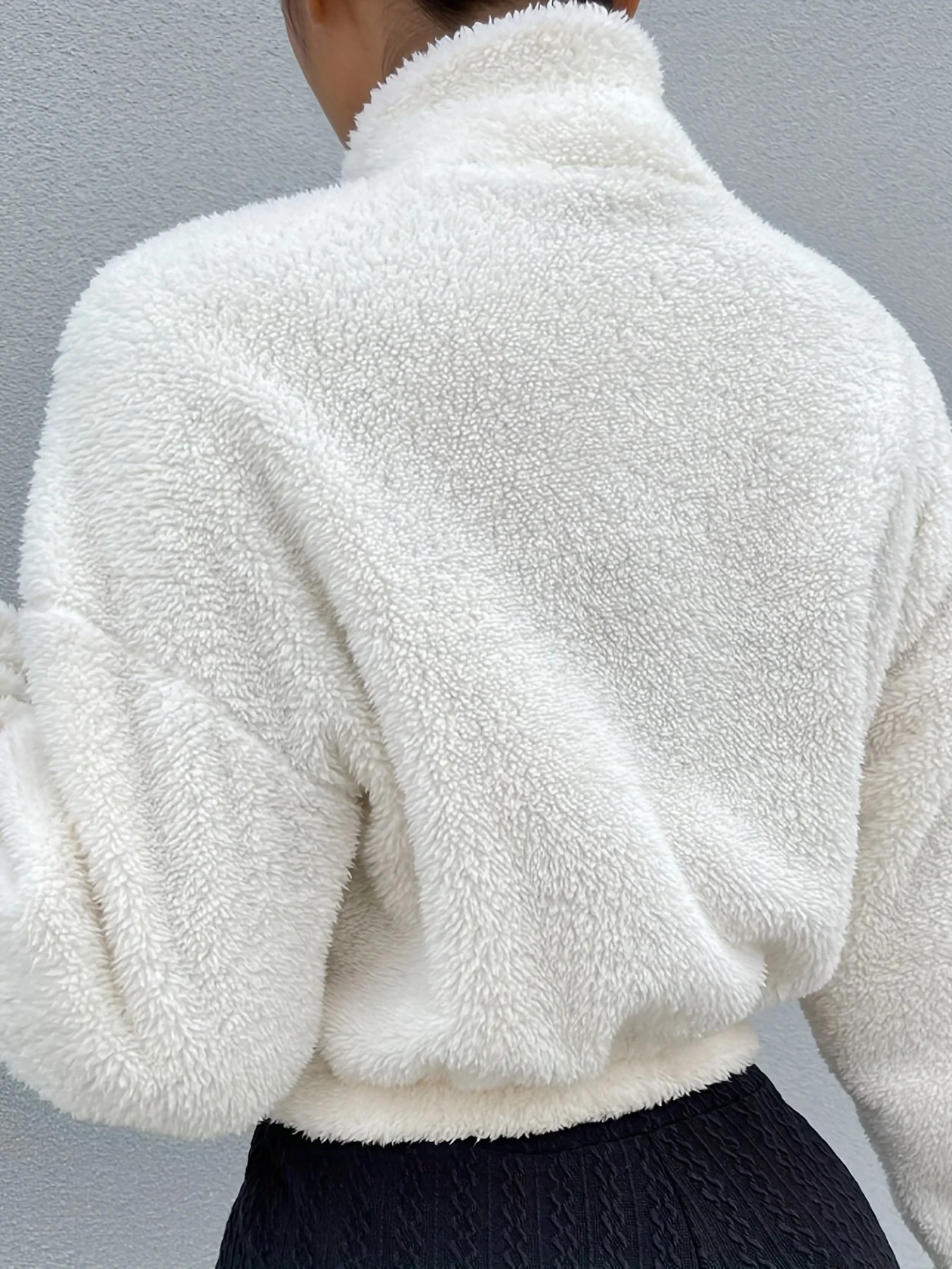 deanwangkt-1  Zip Up Teddy Jacket, Casual High Neck Long Sleeve Outerwear, Women's Clothing - Deanwangkt