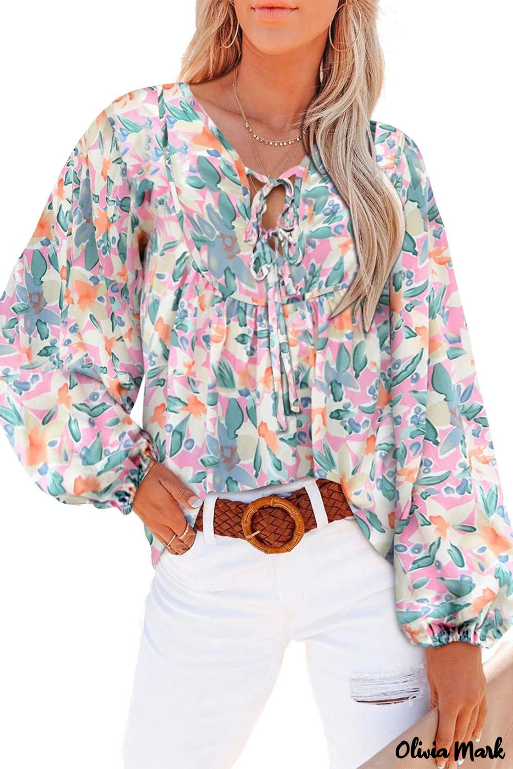 Deanwangkt - Green lace-up blouse with floral print - Deanwangkt
