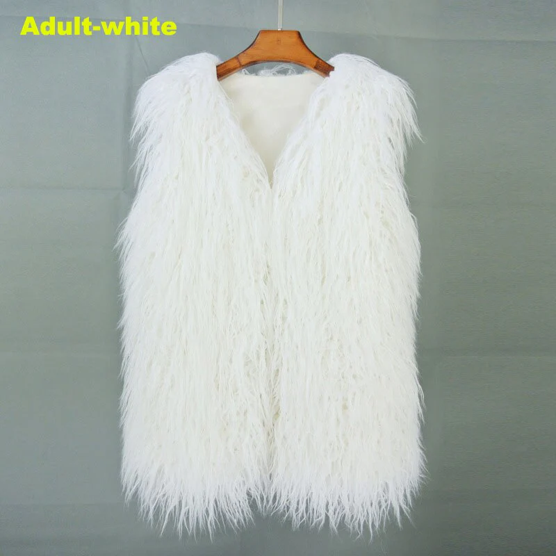 Christmas Gift Deanwangkt Autumn Winter Mother & Daughter Shaggy Faux Fur Vest Fashion Fluffy Sleeveless Waistcoat Outfits Street Fur Jacket Coats - Deanwangkt