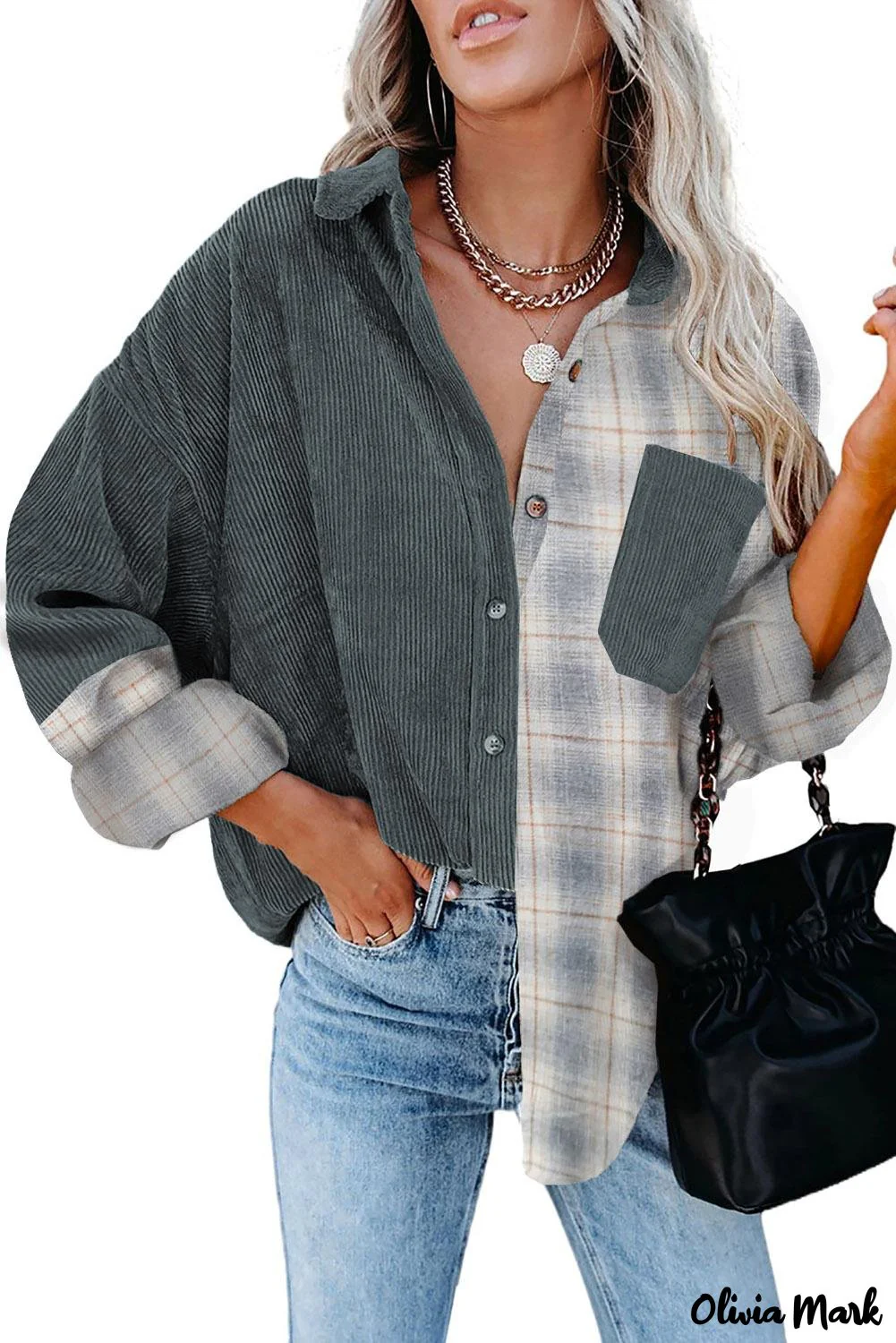 Deanwangkt - Oversized button-up shirt in checked corduroy - Deanwangkt