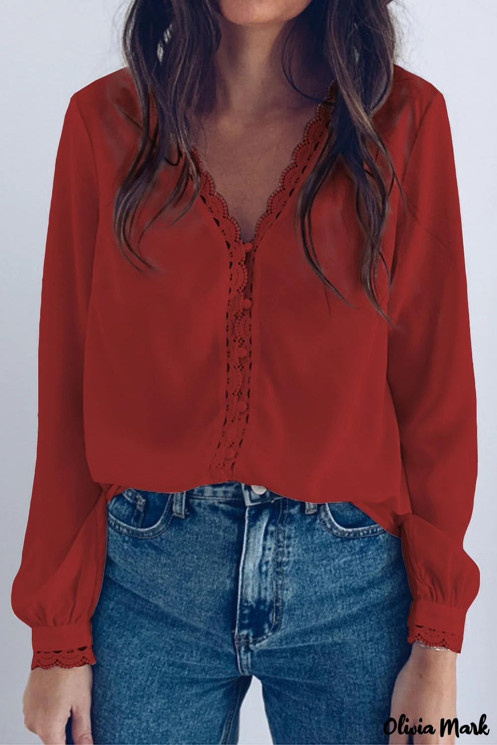 Deanwangkt - Black Crochet Lace Button Down Long Sleeve Shirt - Deanwangkt