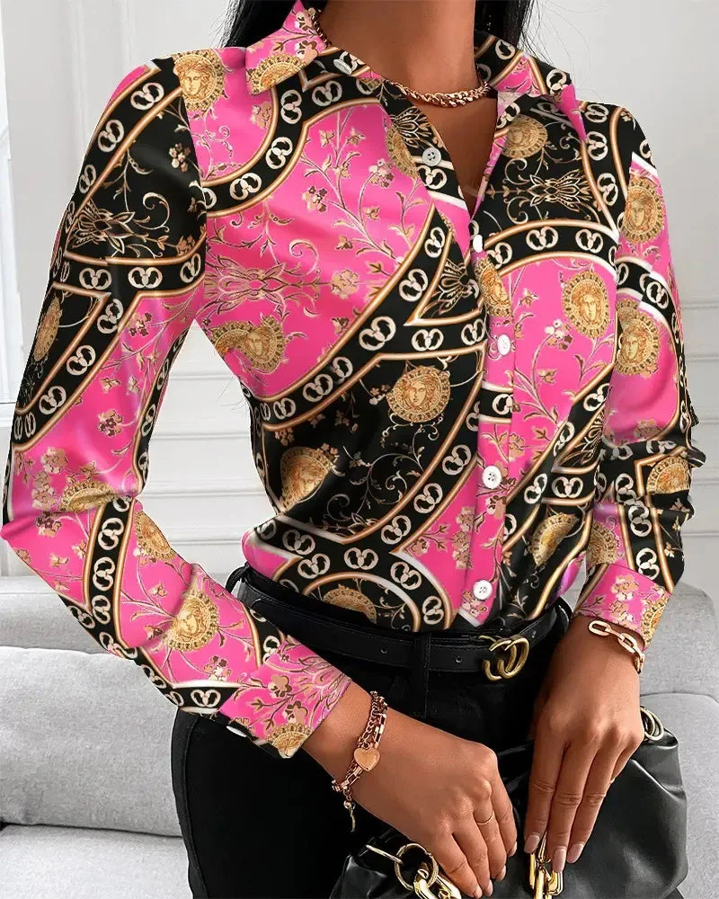 Deanwangkt - Baroque Print Button Down Long Sleeve Shirt - Deanwangkt