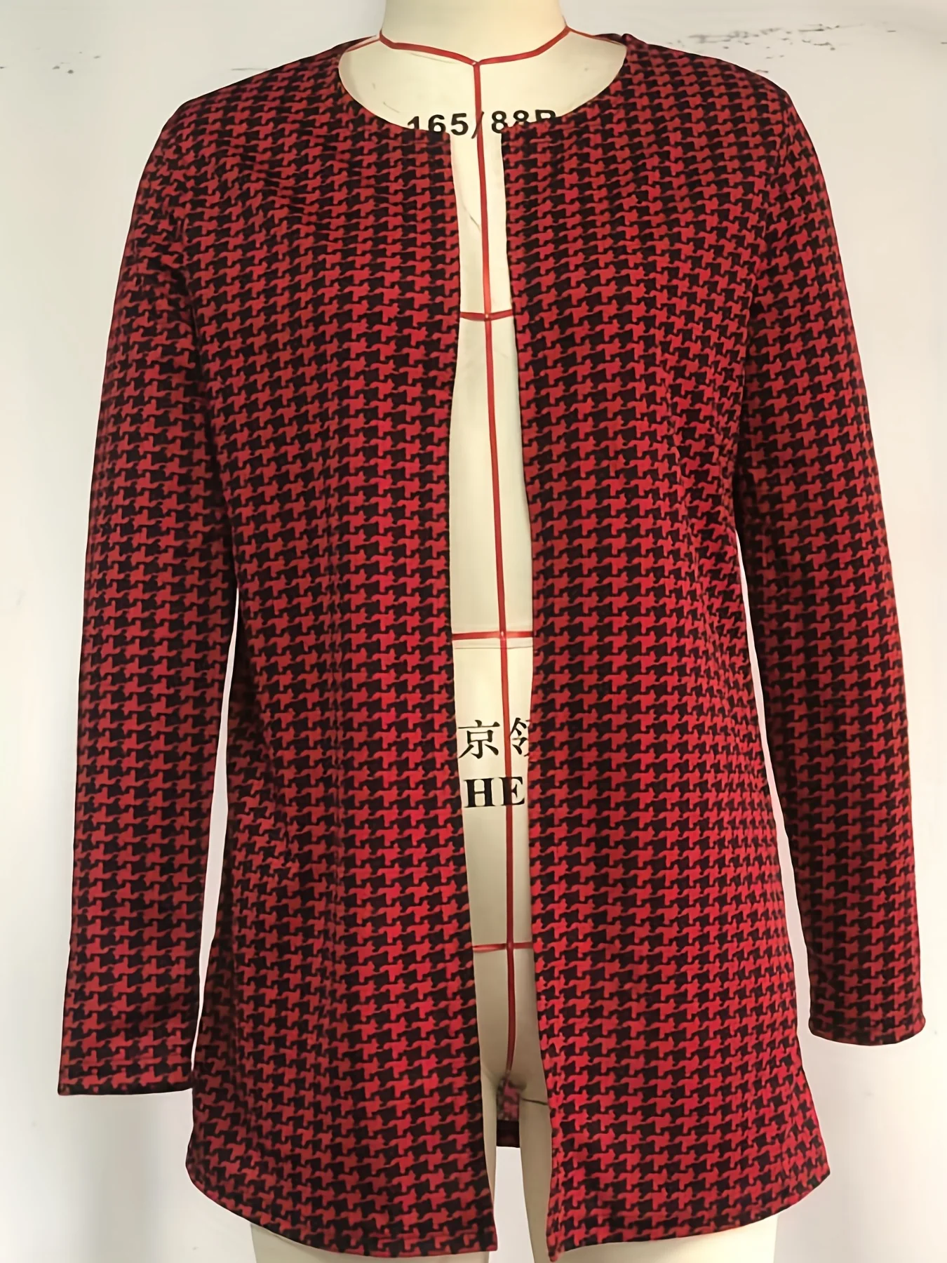 deanwangkt-1 Plaid Print Crew Neck Jacket, Casual Long Sleeve Outerwear For Fall, Women's Clothing - Deanwangkt