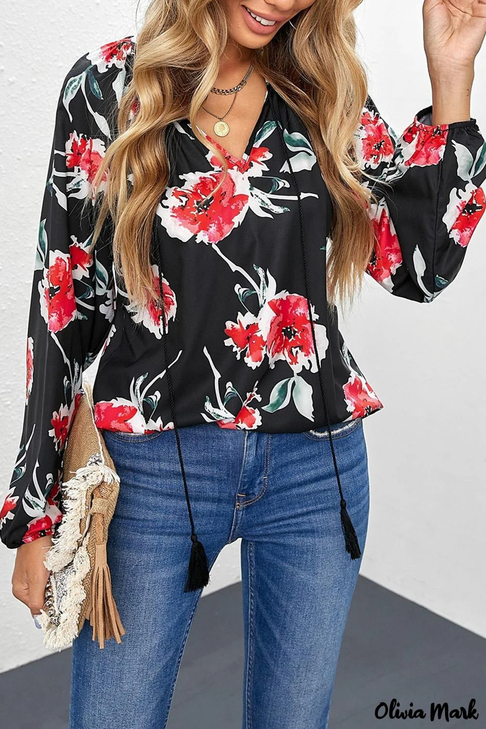 Deanwangkt - Multicolor Peasant Blouse With Floral Print - Deanwangkt