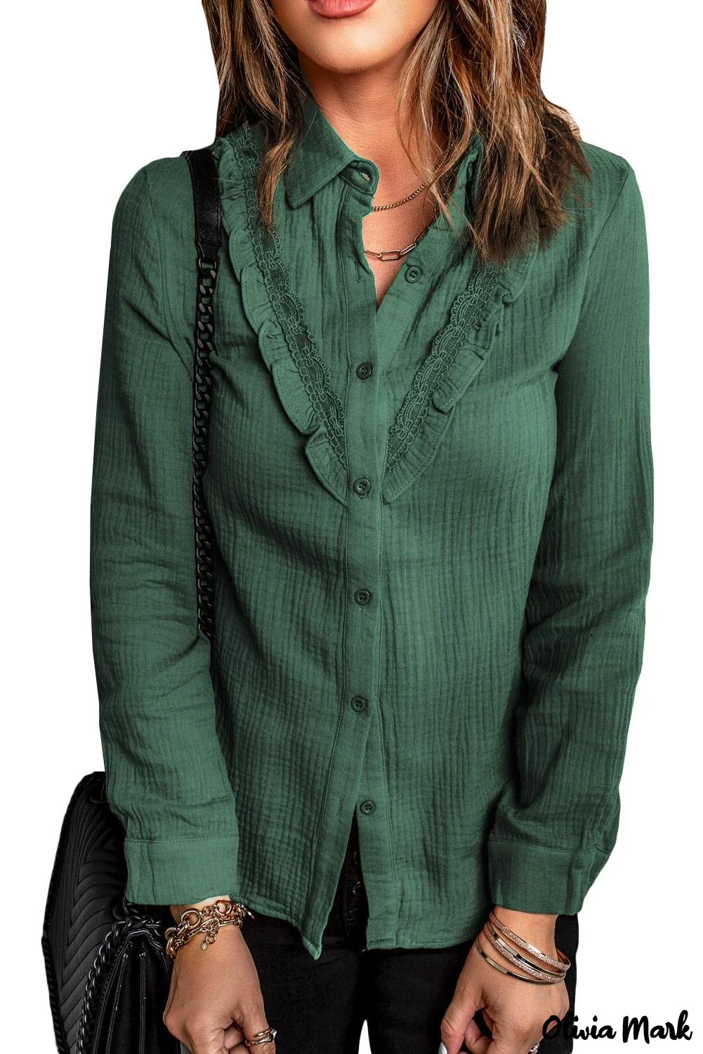 Deanwangkt - White Ruffle Crinkle Long Sleeve Shirt - Deanwangkt