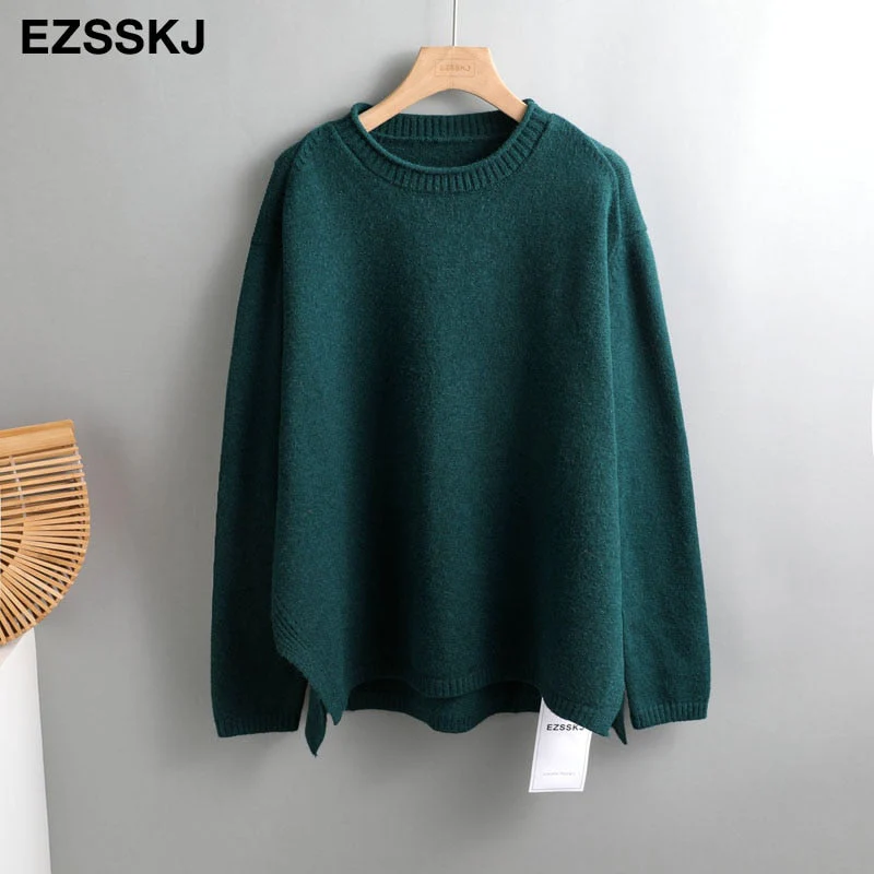 Christmas Gift Autumn Winter O-NECK oversize thick Sweater pullovers Women Deanwangkt loose cashmere  turtleneck Sweater Pullover female Long Sleeve - Deanwangkt