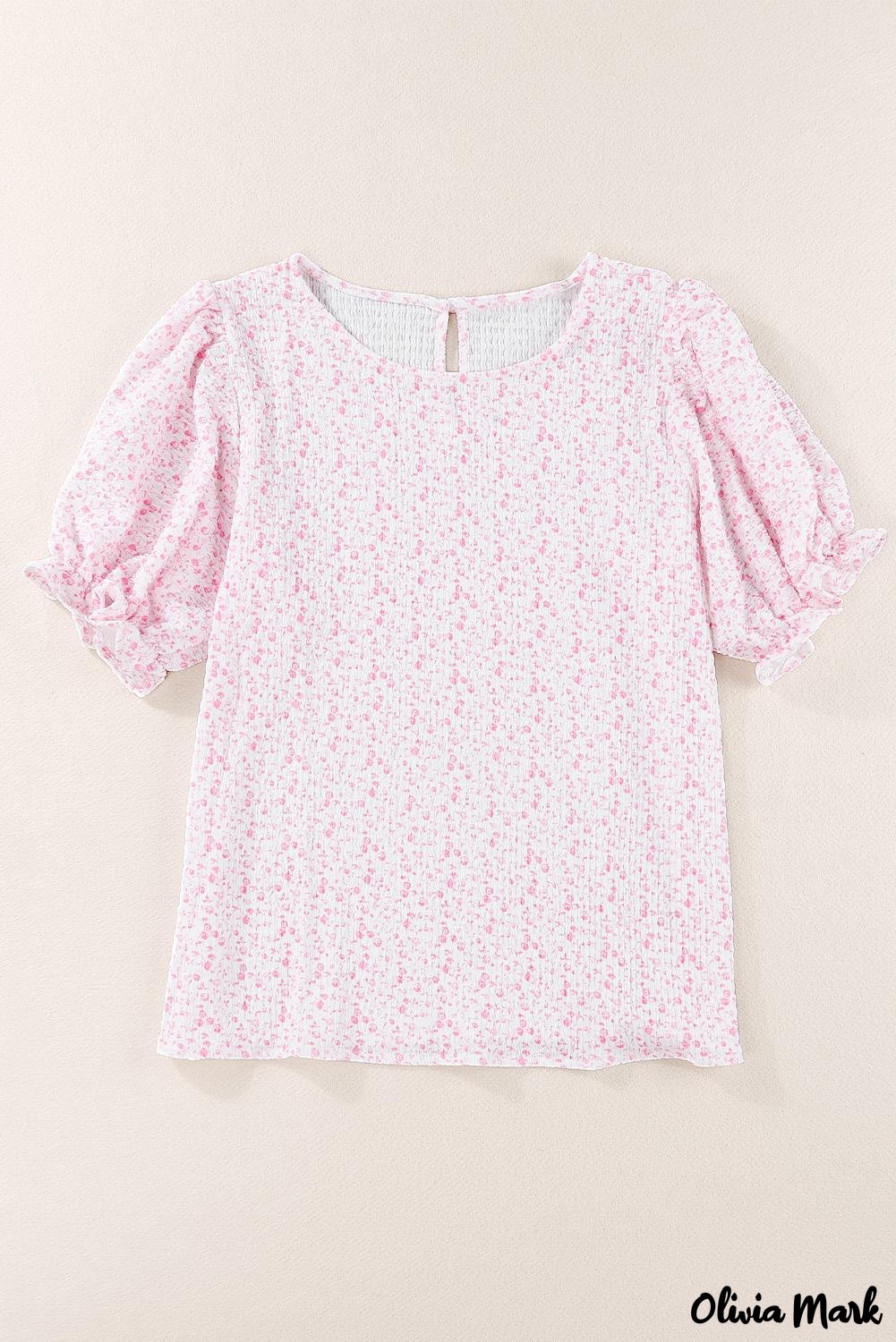 Deanwangkt - Black Floral Smocked Puff Sleeve Blouse - Deanwangkt