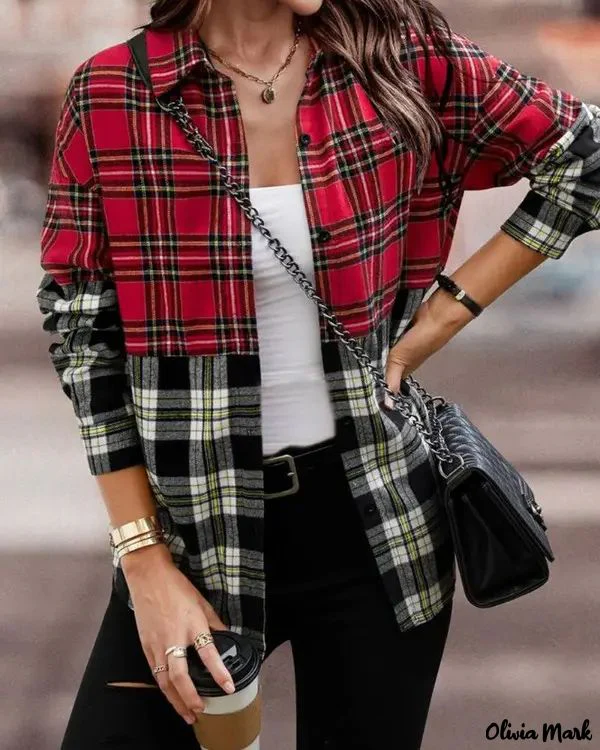 Deanwangkt - Long-sleeved button-up shirt in color block check print - Deanwangkt