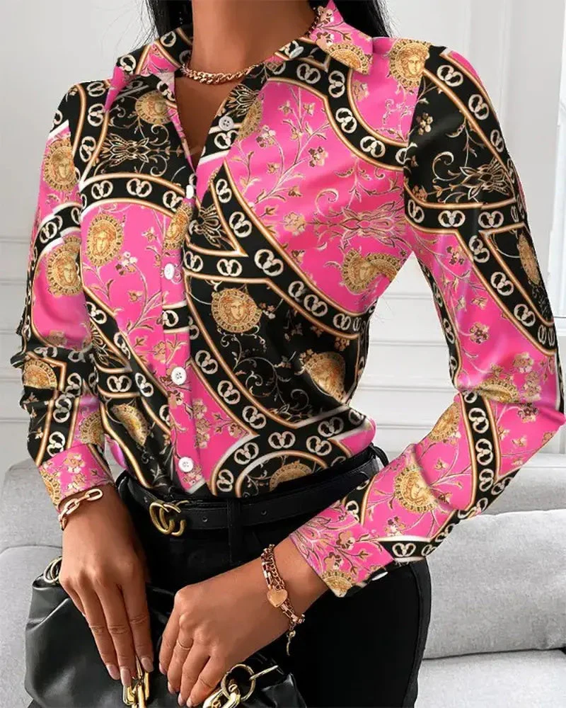 Deanwangkt - Baroque Print Button Down Long Sleeve Shirt - Deanwangkt