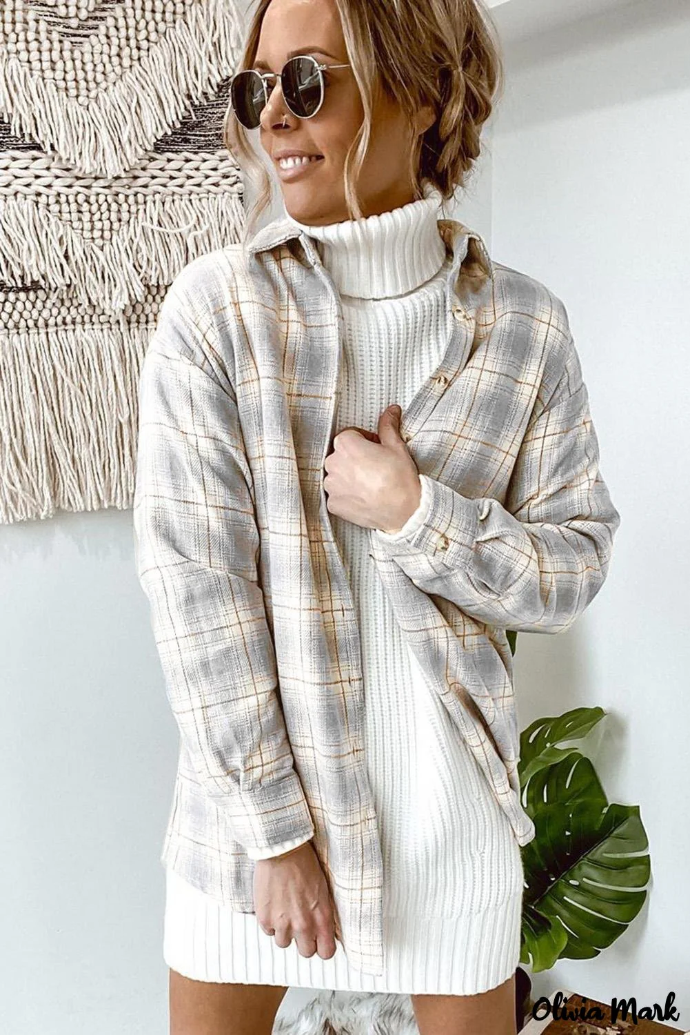 Deanwangkt - Turn-down Collar Button-Up Plaid Shirt - Deanwangkt