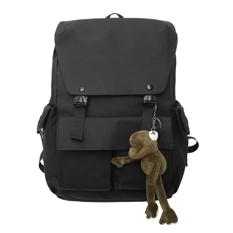 Back to school backpack High Capacity Men's For Laptop Backpacks For Teenagers Travel Bag Fashion Couple Schoolbags With Frog Pendant - Deanwangkt