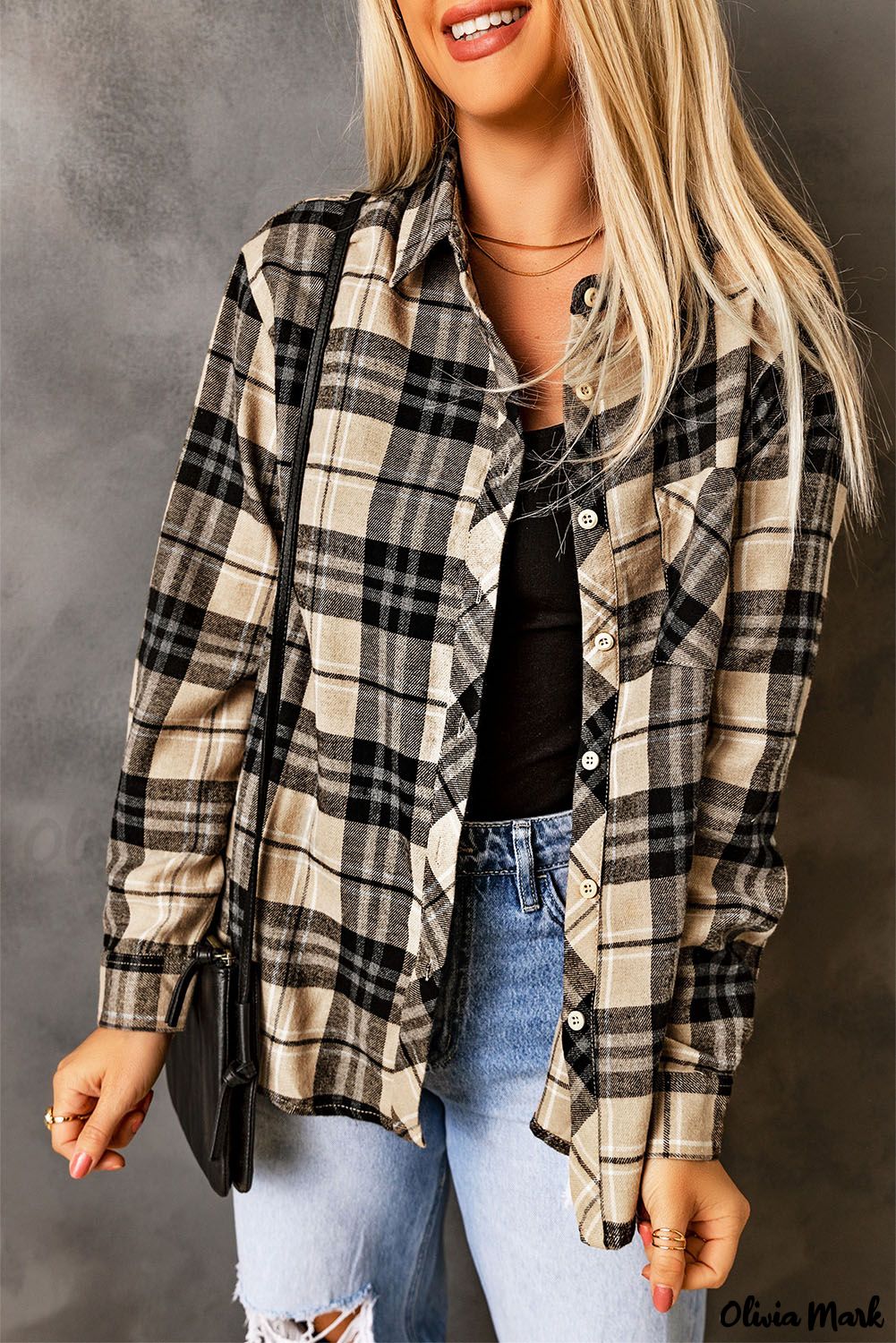 Deanwangkt - Khaki Check Button Long Sleeve Shirt - Deanwangkt