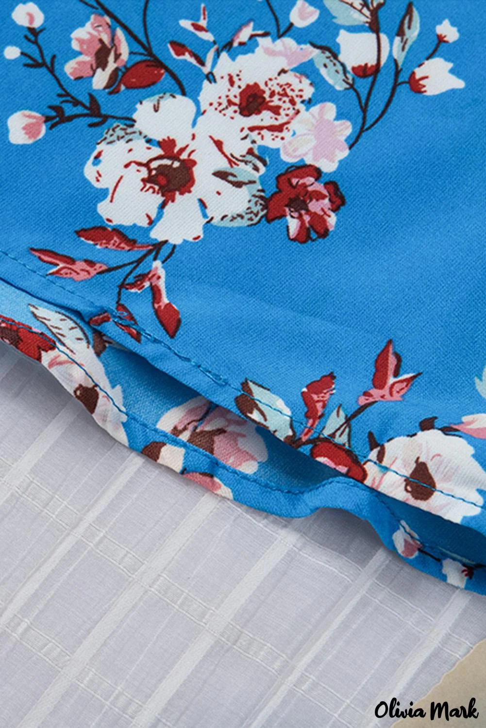 Deanwangkt - Blue Floral Print Button Up Puff Sleeve Blouse - Deanwangkt