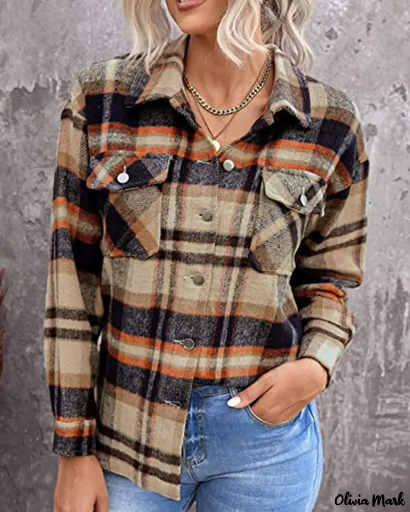 Deanwangkt - Plaid Print Long Sleeve Button Up Jacket - Deanwangkt
