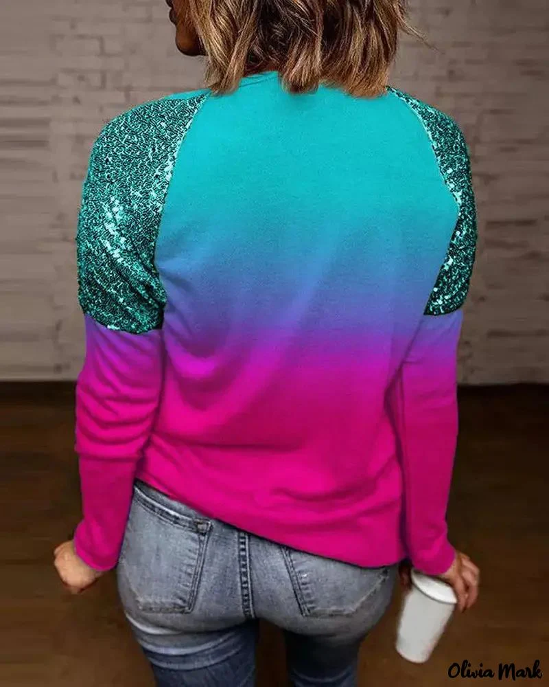 Deanwangkt - Contrast Sequin Gradient Long Sleeve Top - Deanwangkt