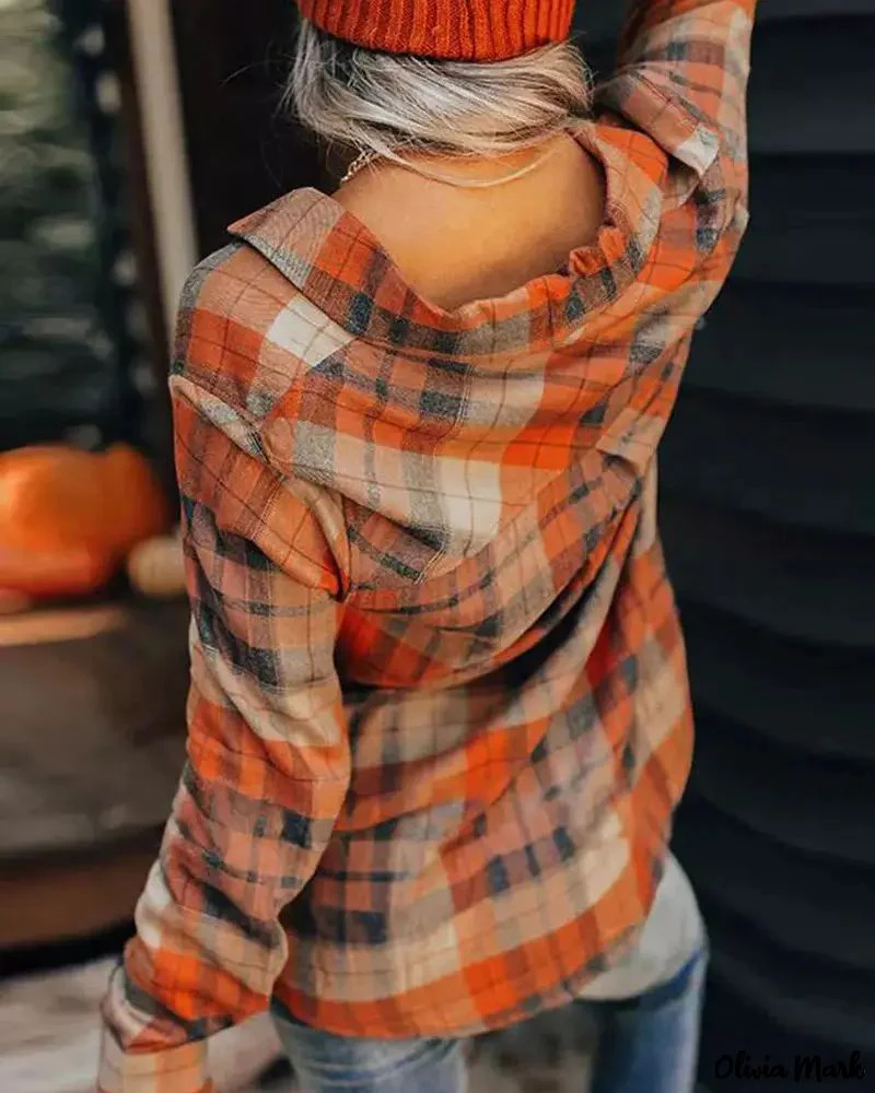 Deanwangkt - Plaid Print Long Sleeve Button-Up Shirt - Deanwangkt