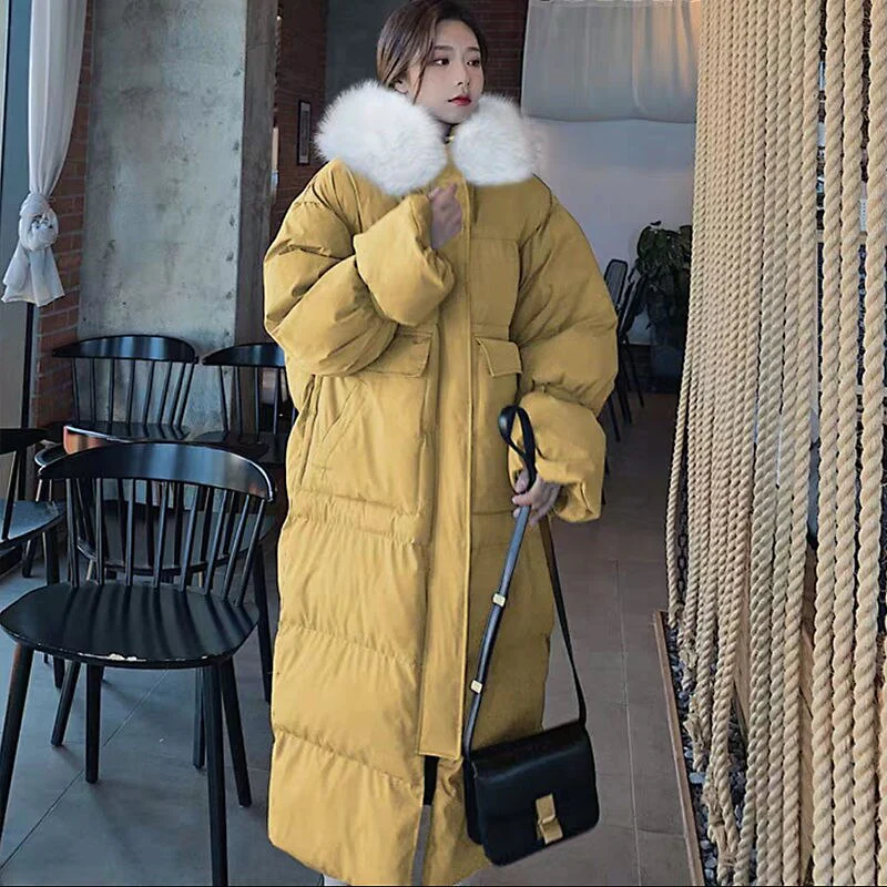Christmas Gift Deanwangkt Winter New Thick Bread Clothes Cotton-padded Jacket Women's Long Over-the-knee Coat Cotton-padded Jacket Tide - Deanwangkt