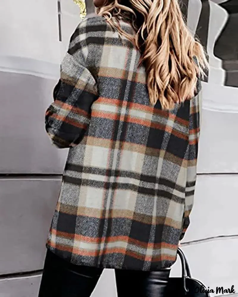 Deanwangkt - Plaid Print Long Sleeve Button Up Jacket - Deanwangkt