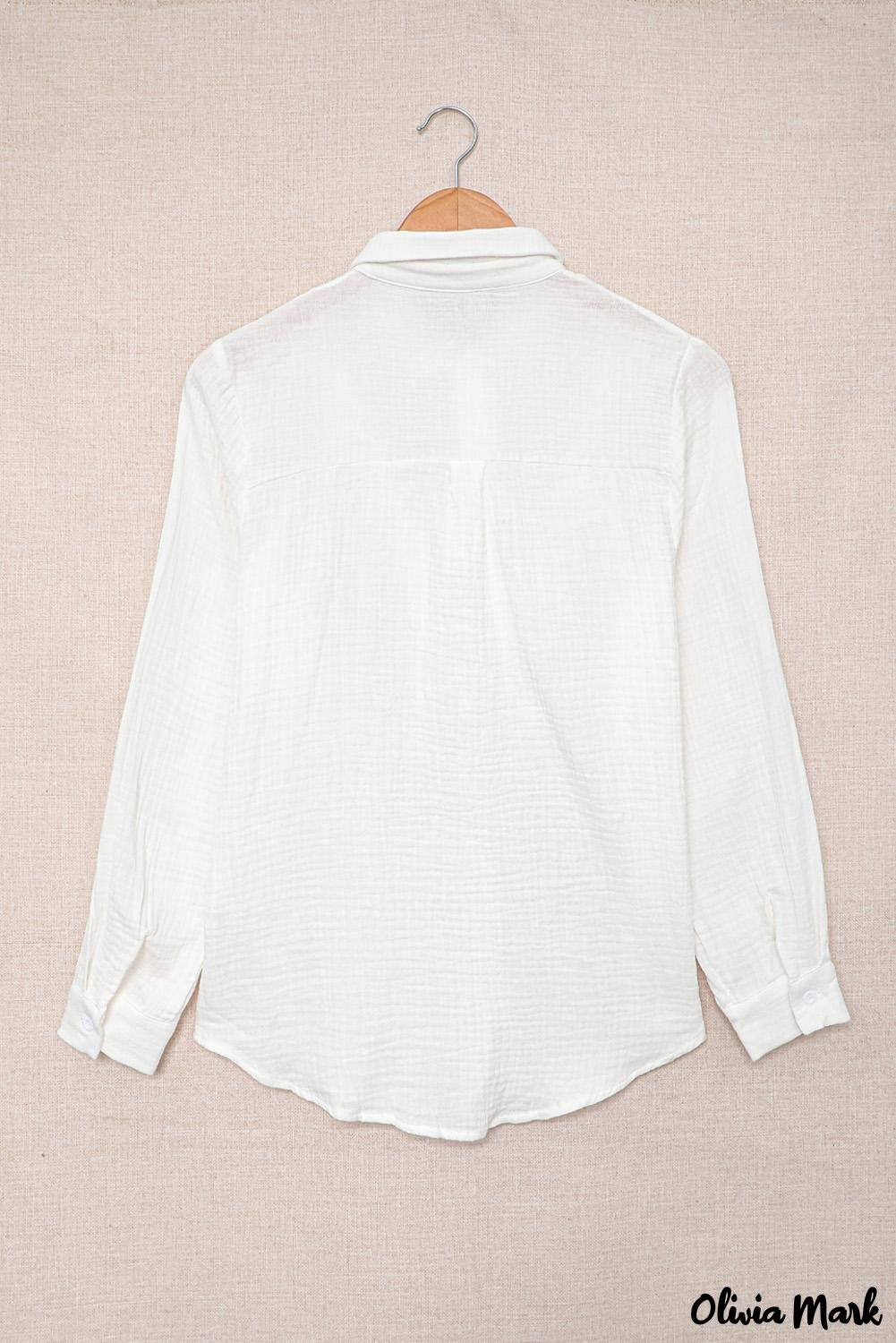 Deanwangkt - White Ruffle Crinkle Long Sleeve Shirt - Deanwangkt