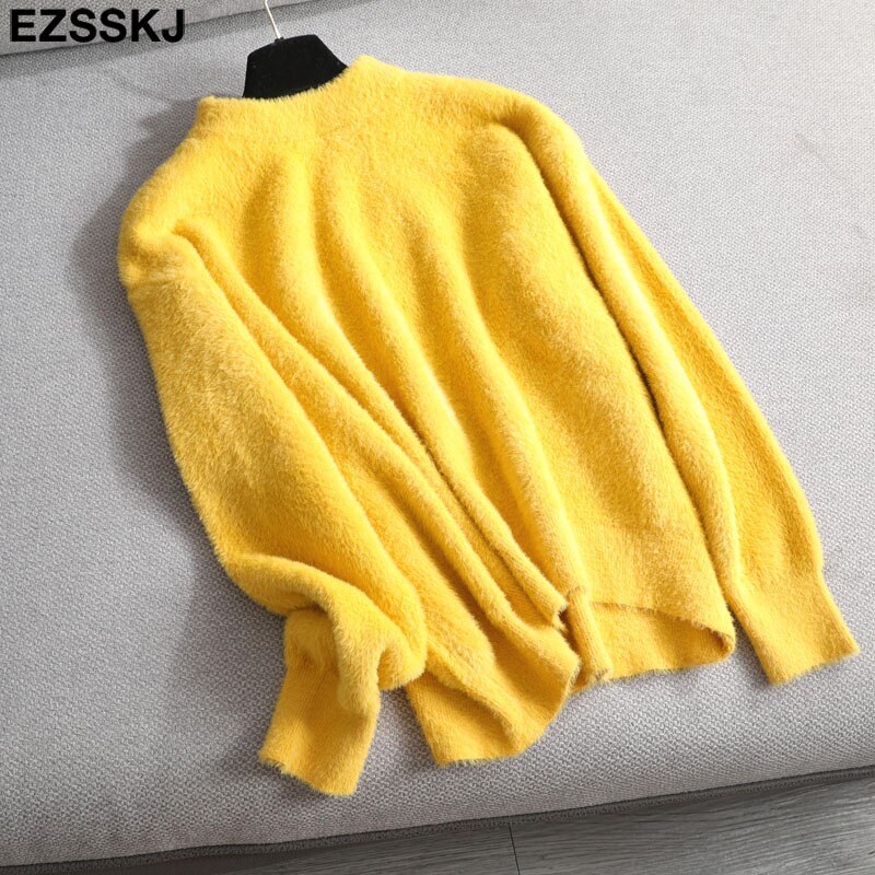 Christmas Gift autumn winter oversize thick mink cashmere sweater poullovers women batwing sleeve Deanwangkt female casual warm fur sweater jumper - Deanwangkt