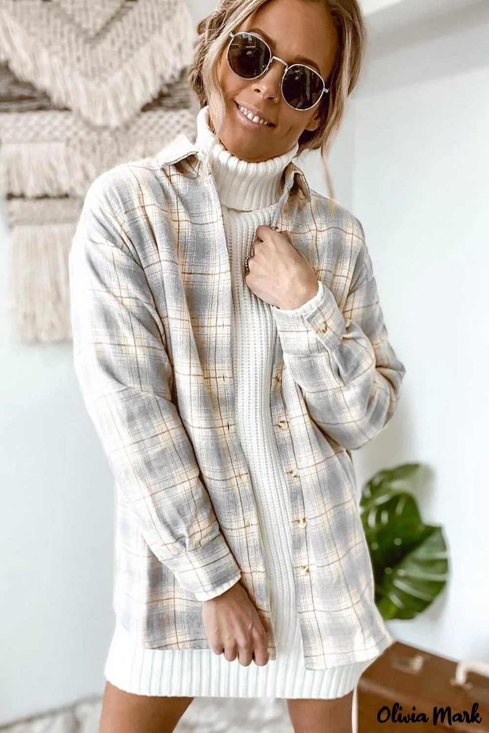 Deanwangkt - Turn-down Collar Button-Up Plaid Shirt - Deanwangkt