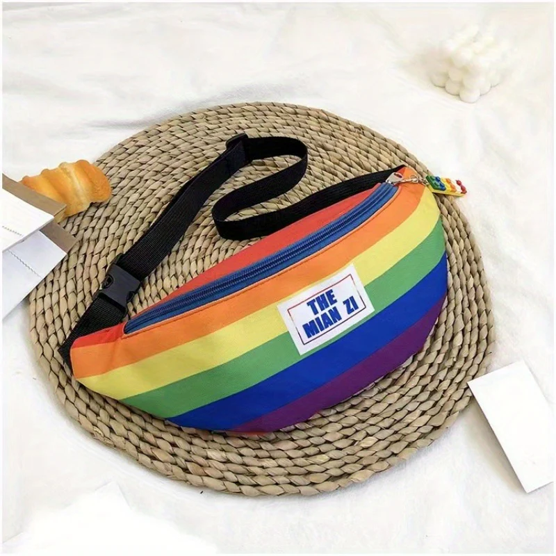 Rainbow Design Fanny Pack, Trendy Chest Bag, Women's Casual Crossbody Bag For Outdoor - Deanwangkt