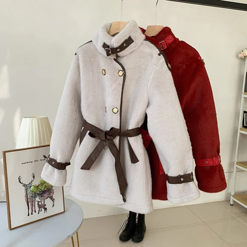 Christmas Gift Deanwangkt mink coat winter jacket new fashion short fur coat set full fake fur coat women - Deanwangkt