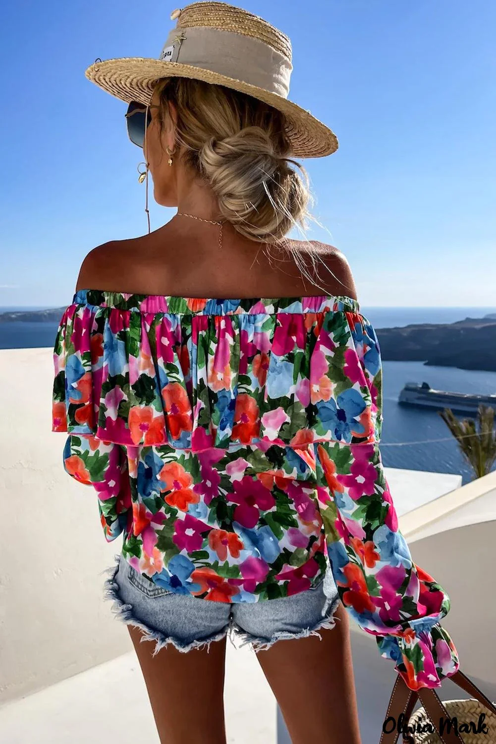 Deanwangkt - Off-the-shoulder blouse with ruffles in a floral print - Deanwangkt