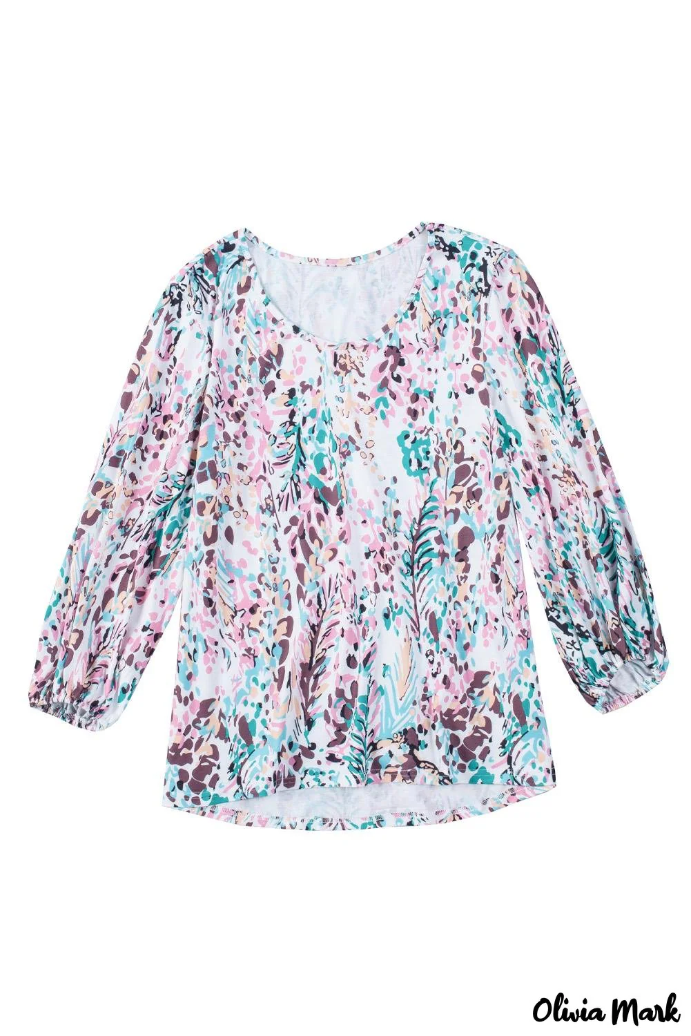 Deanwangkt - Green Floral Print Puff Sleeve Loose Blouse - Deanwangkt