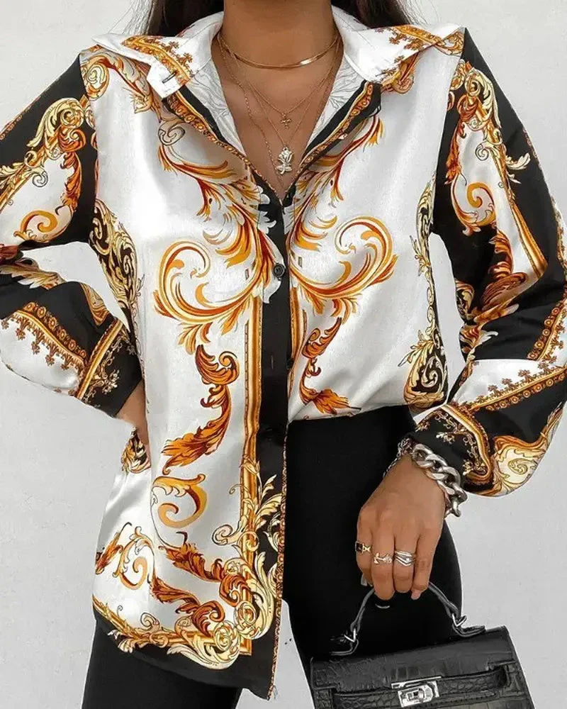 Deanwangkt - Baroque Print Long Sleeve Button Down Shirt - Deanwangkt