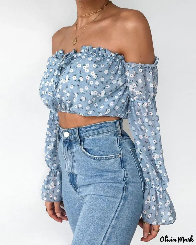 Deanwangkt - Floral Off Shoulder Ruffle Hem Blouse - Deanwangkt