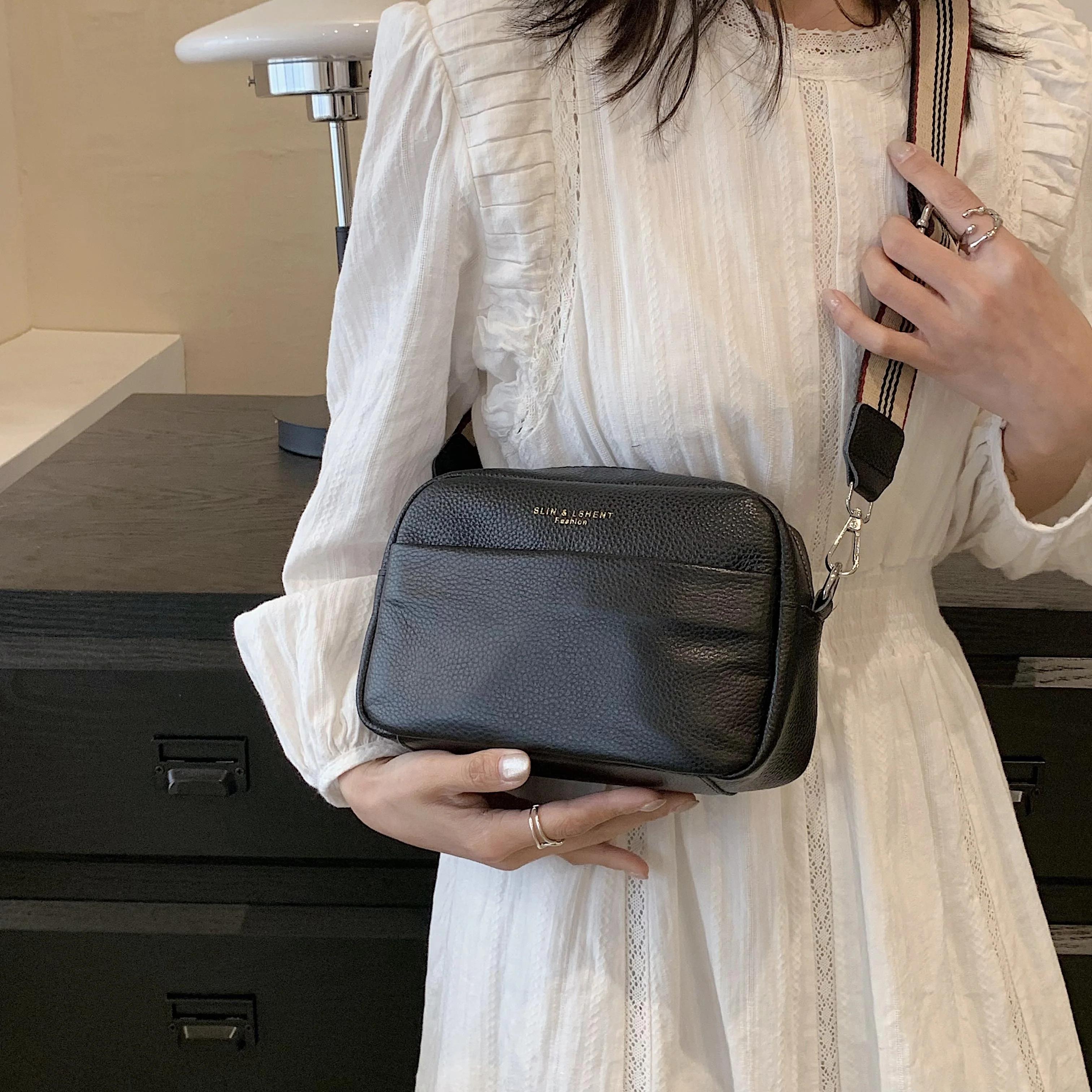 Simple Square Crossbody Bag, Women's Leather Shoulder Bag, Casual Every Day Purse With Zipper - Deanwangkt