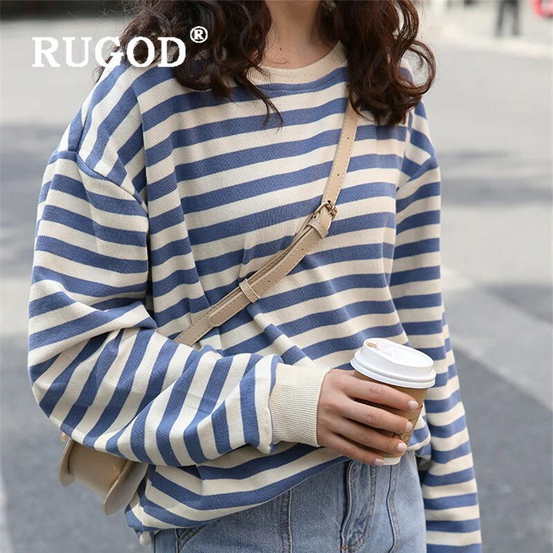 Christmas Gift Deanwangkt Spring Striped Sweatshirt Women Kipop Oversize Korean Style Streetwear Loose Elegant Top Ladies Korean Chic Tops Deanwangkt - Deanwangkt
