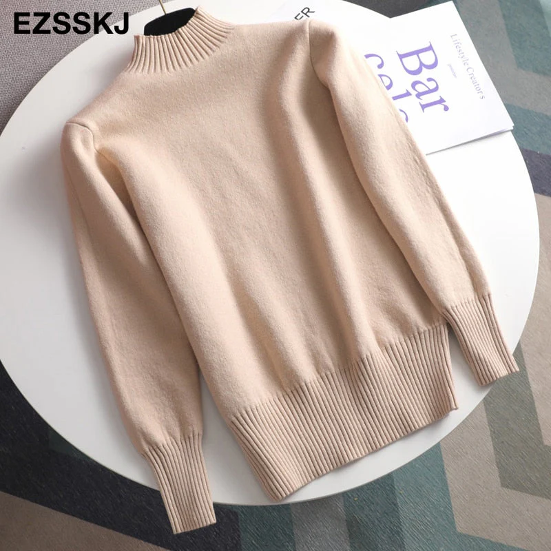 Christmas Gift Deanwangkt Autumn winter cashmere basic warm Sweater velvet Pullovers Women female fur thick Turtleneck sweater knit Jumpers top - Deanwangkt