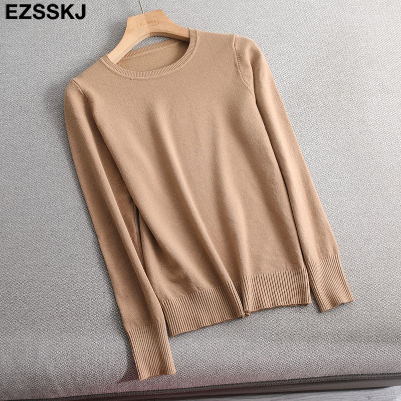 Christmas Gift Autumn Winter O-NECK BASIC  Sweater pullovers Women Deanwangkt Female  loose BOTTOM Sweater Pullover female - Deanwangkt