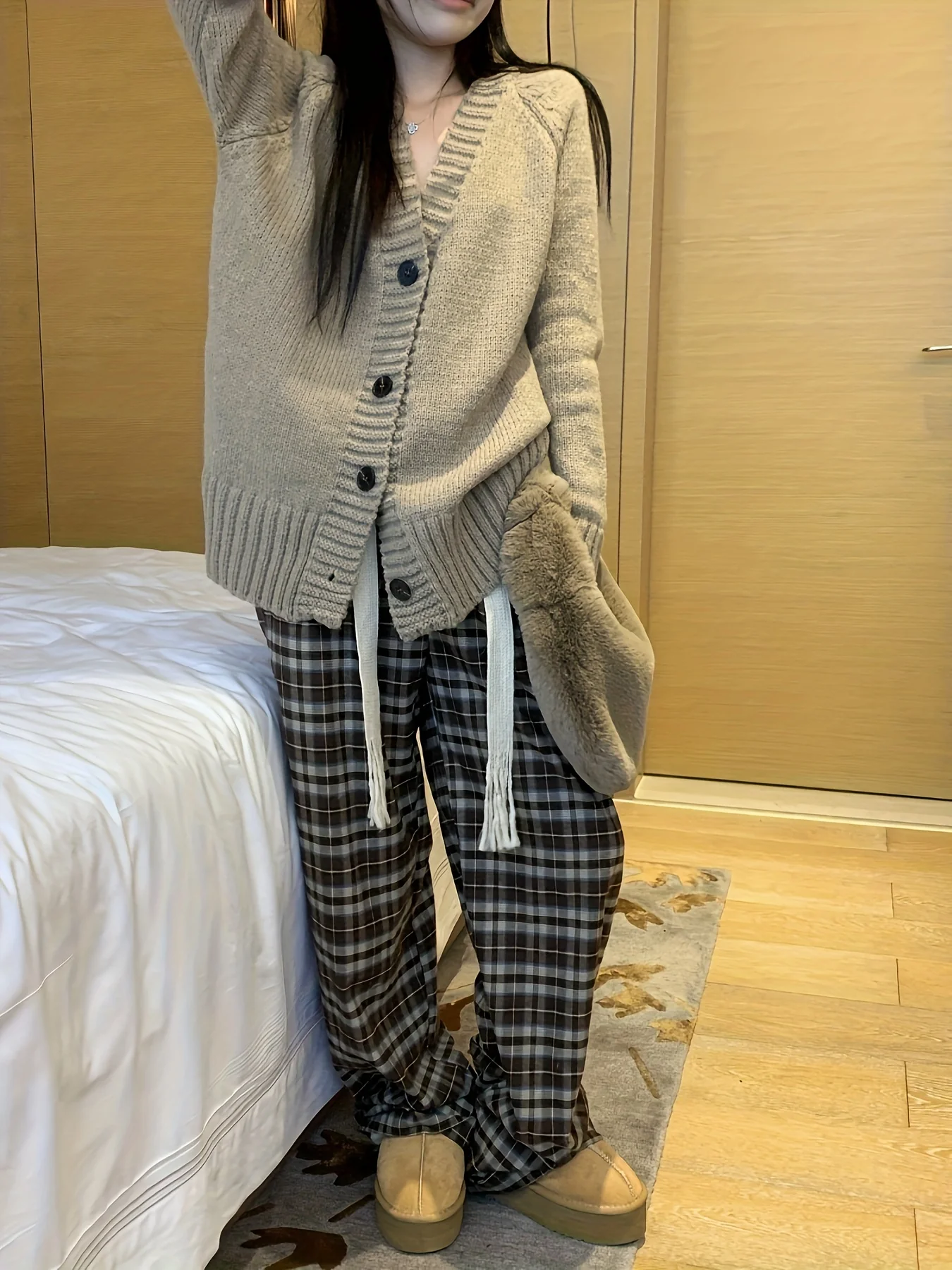 deanwangkt-1 Solid Button Down Knit Cardigan, Casual Long Sleeve Loose Sweater Coat, Women's Clothing - Deanwangkt