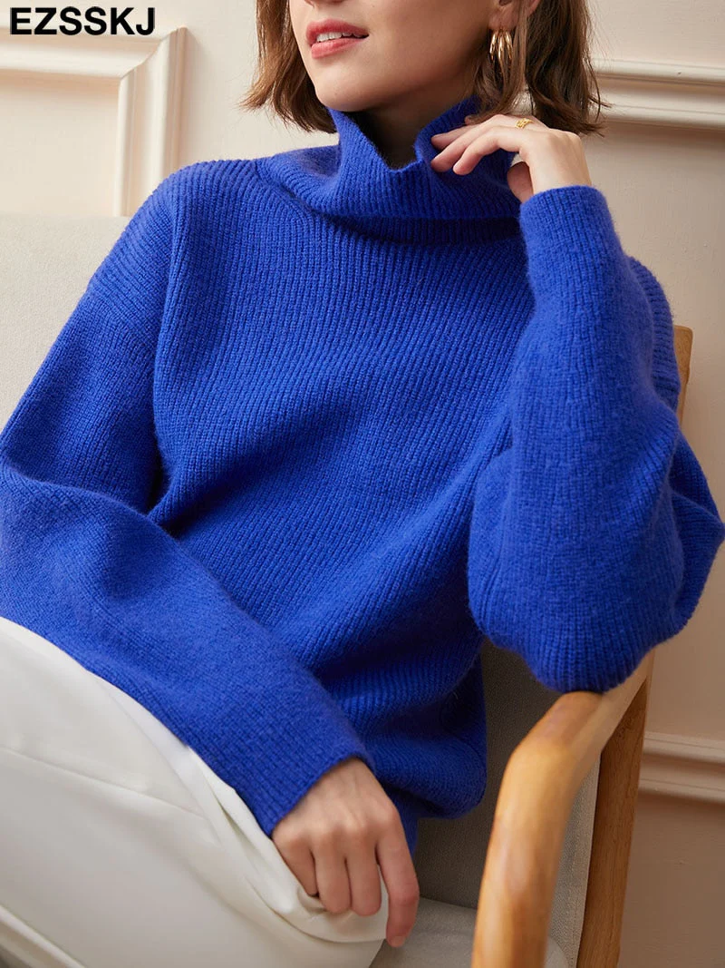 Christmas Gift Deanwangkt Women's Sweater Autumn Winter Warm Turtlenecks Casual Loose Oversized Lady Sweaters Knitted Pullover Top Pull Femme - Deanwangkt