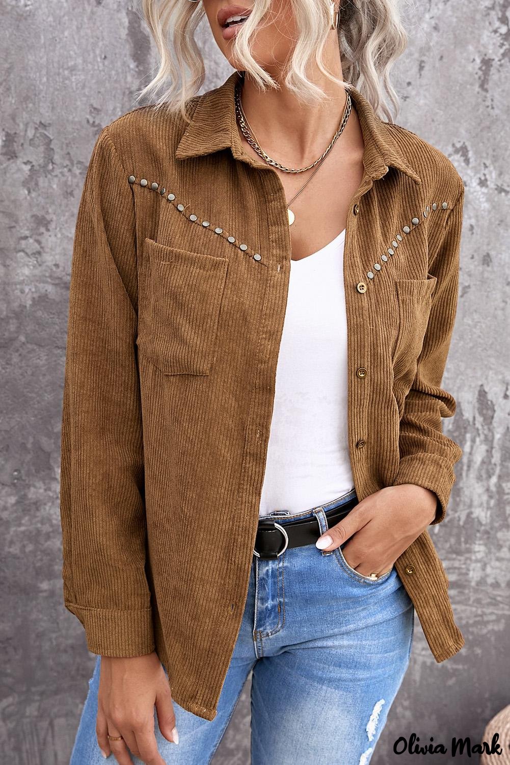 Deanwangkt - Beige corduroy buttoned long sleeve shirt with pockets - Deanwangkt