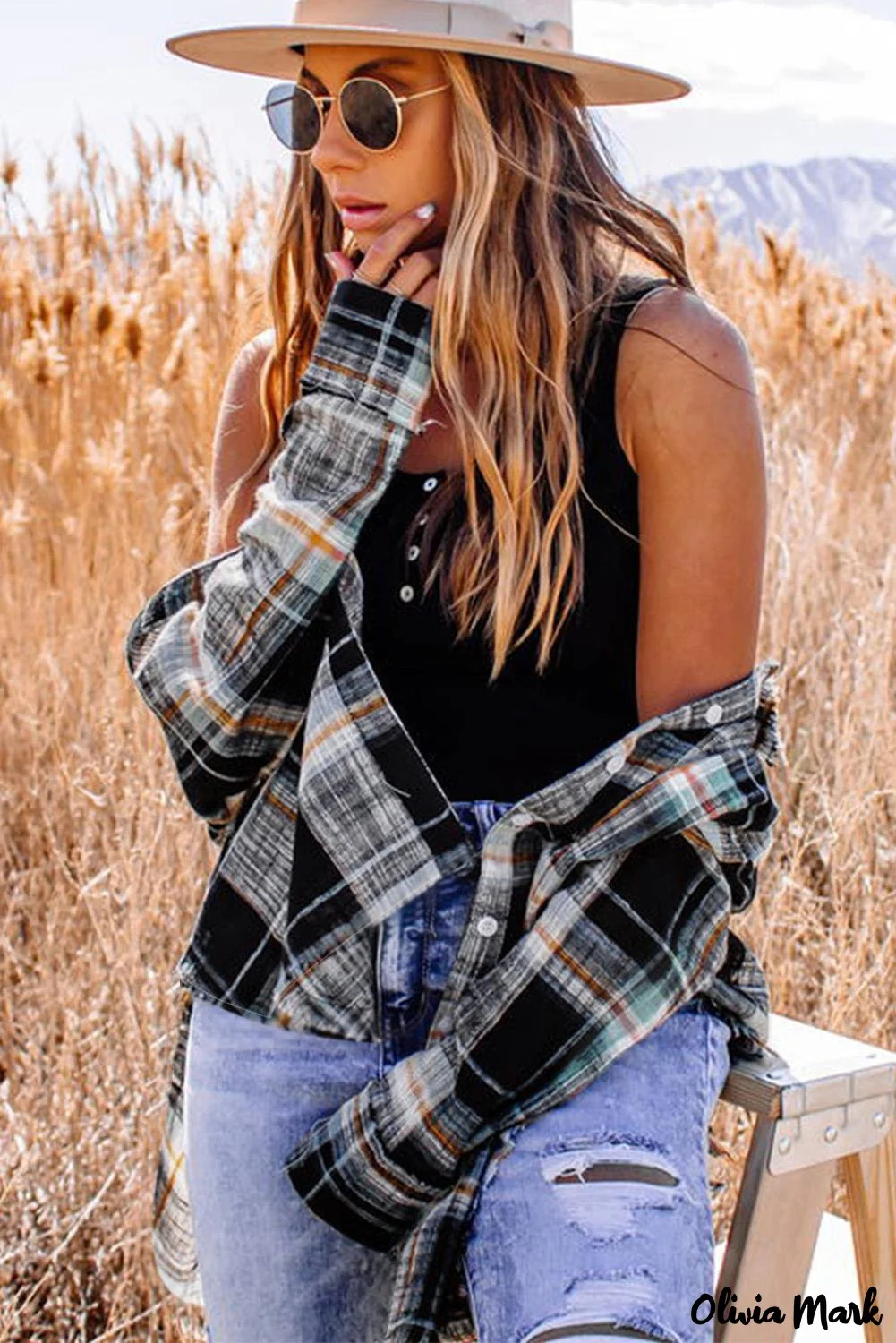 Deanwangkt - Long Sleeve Plaid Button-Up Shirt - Deanwangkt