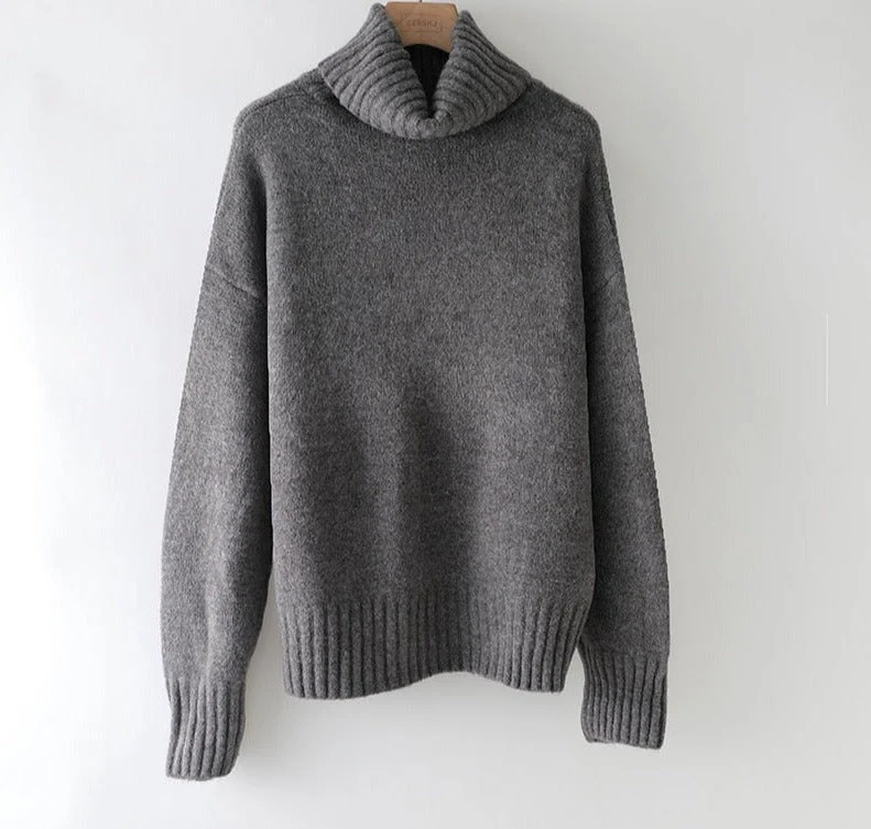 Christmas Gift autumn Winter casual cashmere oversize thick Sweater pullovers Women loose Turtleneck women's sweaters jumper - Deanwangkt