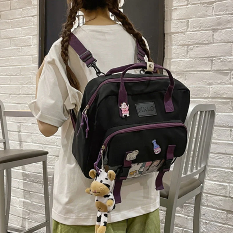 Back to school backpack Mini Canvas Teenager Girls For Female Student Patchwork Kawaii Small Rucksacks Mochila - Deanwangkt
