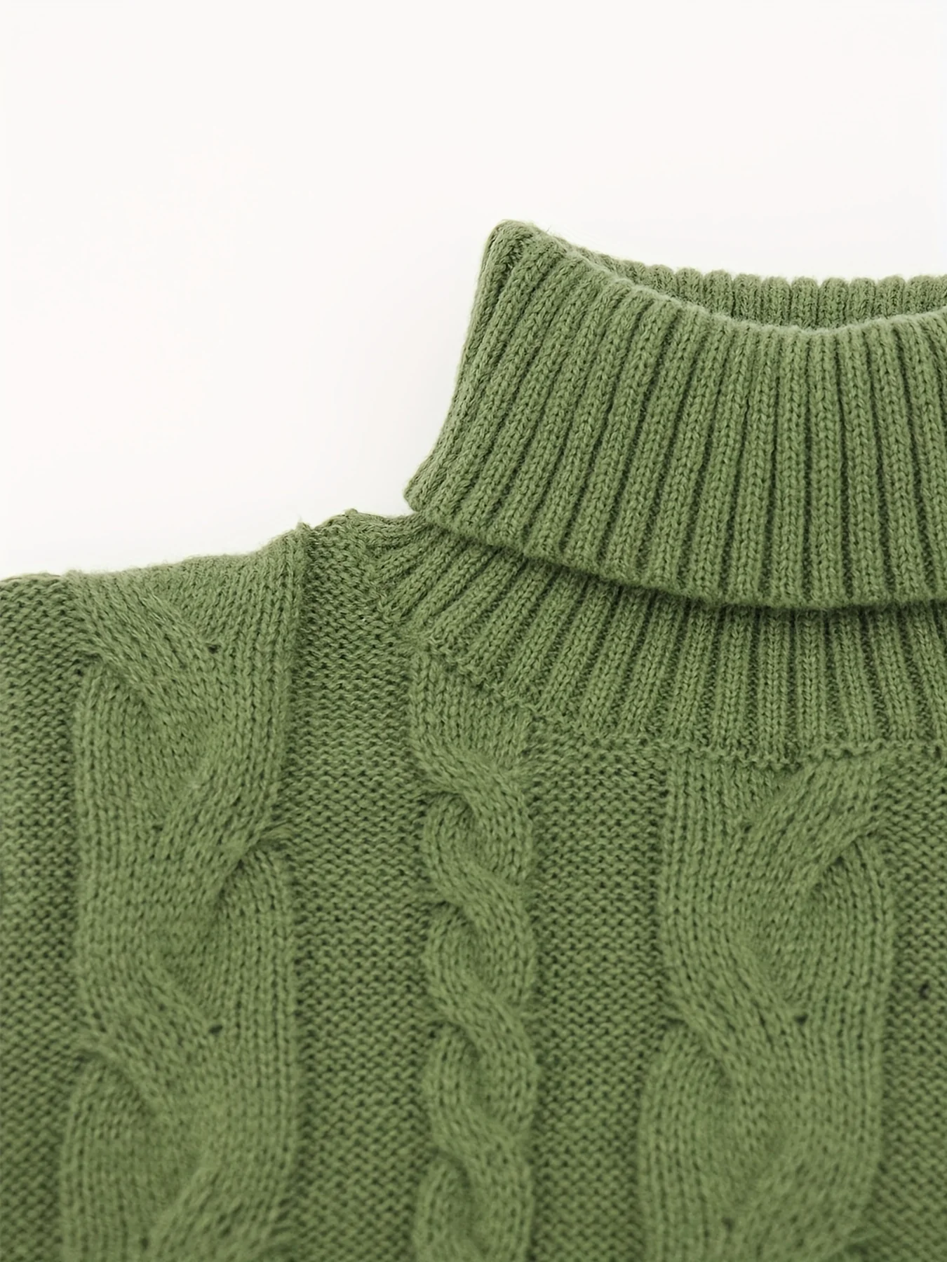 deanwangkt-1  Twist Pattern Turtle Neck Pullover Sweater, Casual Long Sleeve Sweater For Fall & Winter, Women's Clothing - Deanwangkt