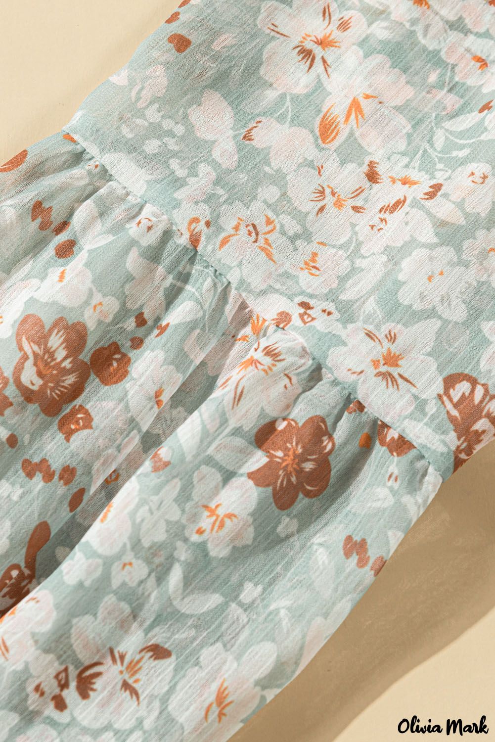 Deanwangkt - Blue Floral Split V-Neck Blouse - Deanwangkt