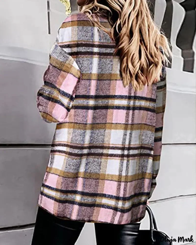 Deanwangkt - Plaid Print Long Sleeve Button Up Jacket - Deanwangkt