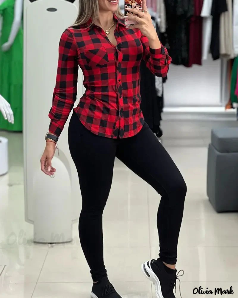 Deanwangkt - Plaid Print Long Sleeve Button-Up Shirt - Deanwangkt