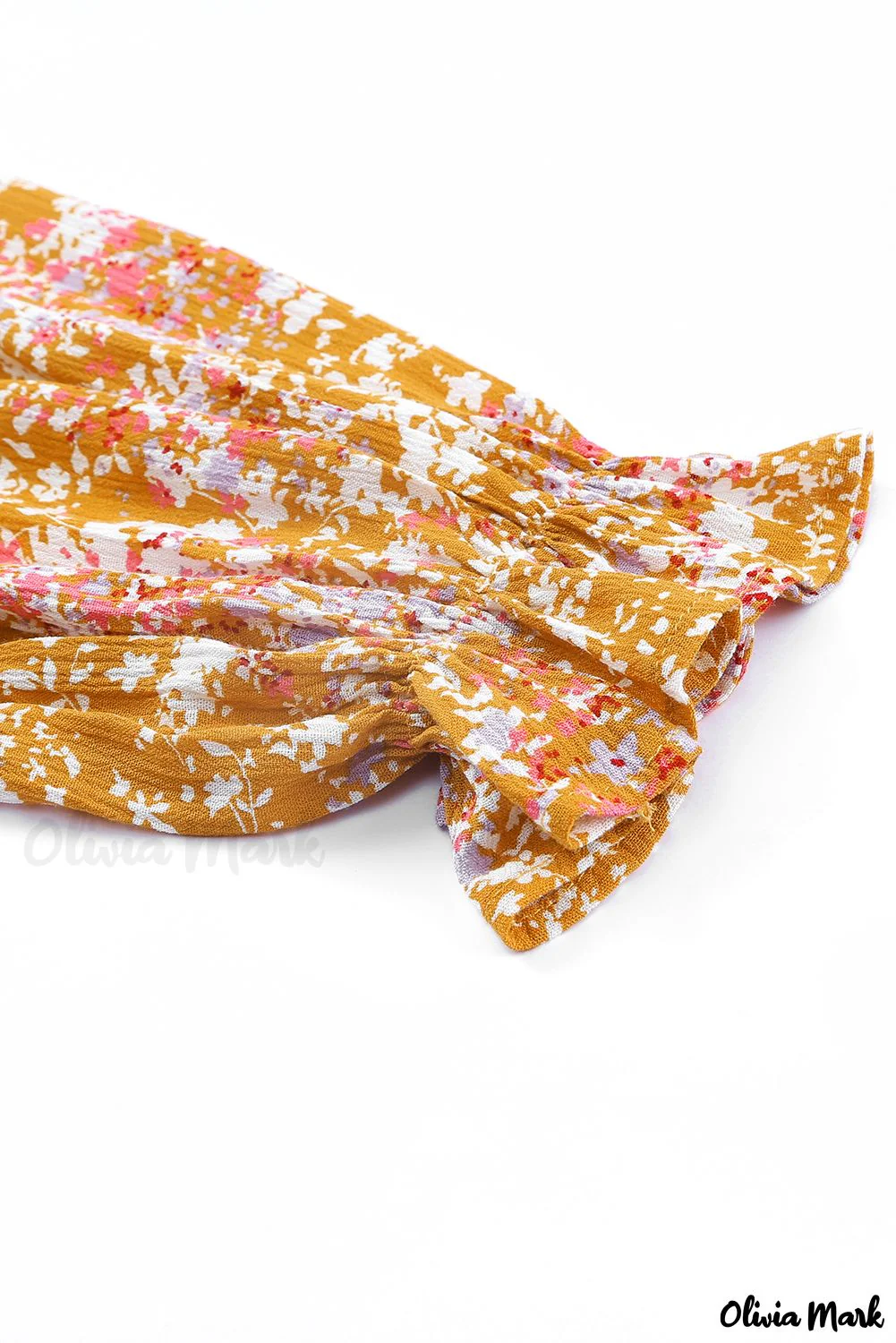 Deanwangkt - Yellow Floral Split V-Neck Blouse - Deanwangkt